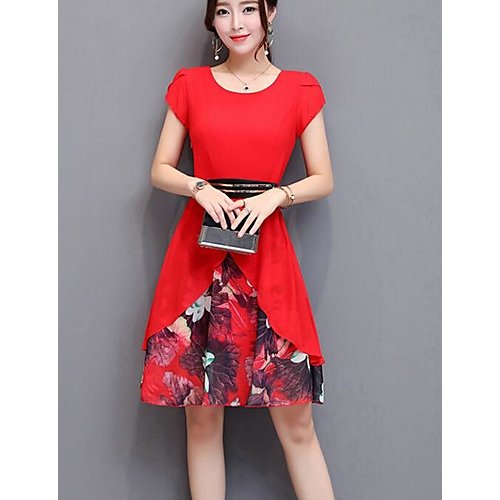 Women daily exquisite A-line dress, print