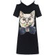 Women go out on weekends fashion elegant dress cats, printed shoulders