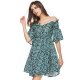 Women everyday elegant dress, floral off-the-shoulder