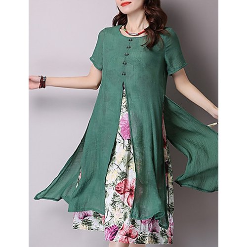 Women floral daily loose dress, floral print