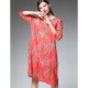 Women elegant A-line dress, floral print single piece