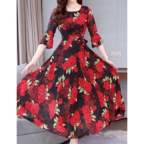 Women everyday fashion complex dress, floral print