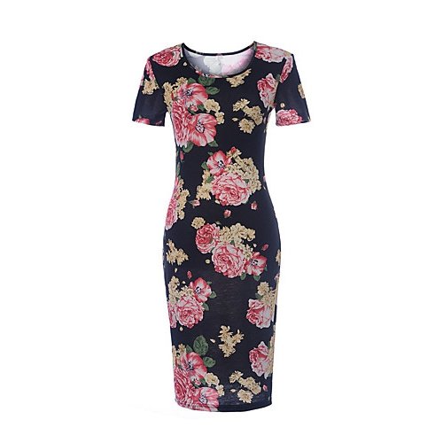 Women vintage tight dress, floral print