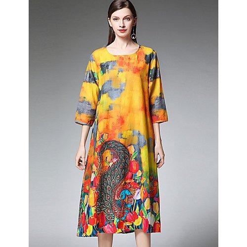 Women vintage elegant dress, floral print