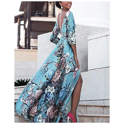 Women elegant dress, floral print