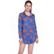 Women daily slim shirt dress, floral print shirt collar